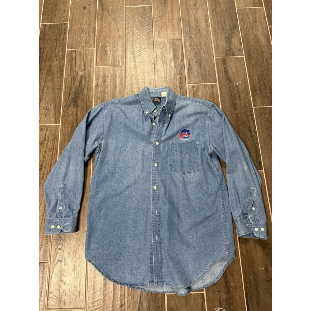 Vintage Planet Hollywood Munich Denim Button Down Shirt USA Made Size L